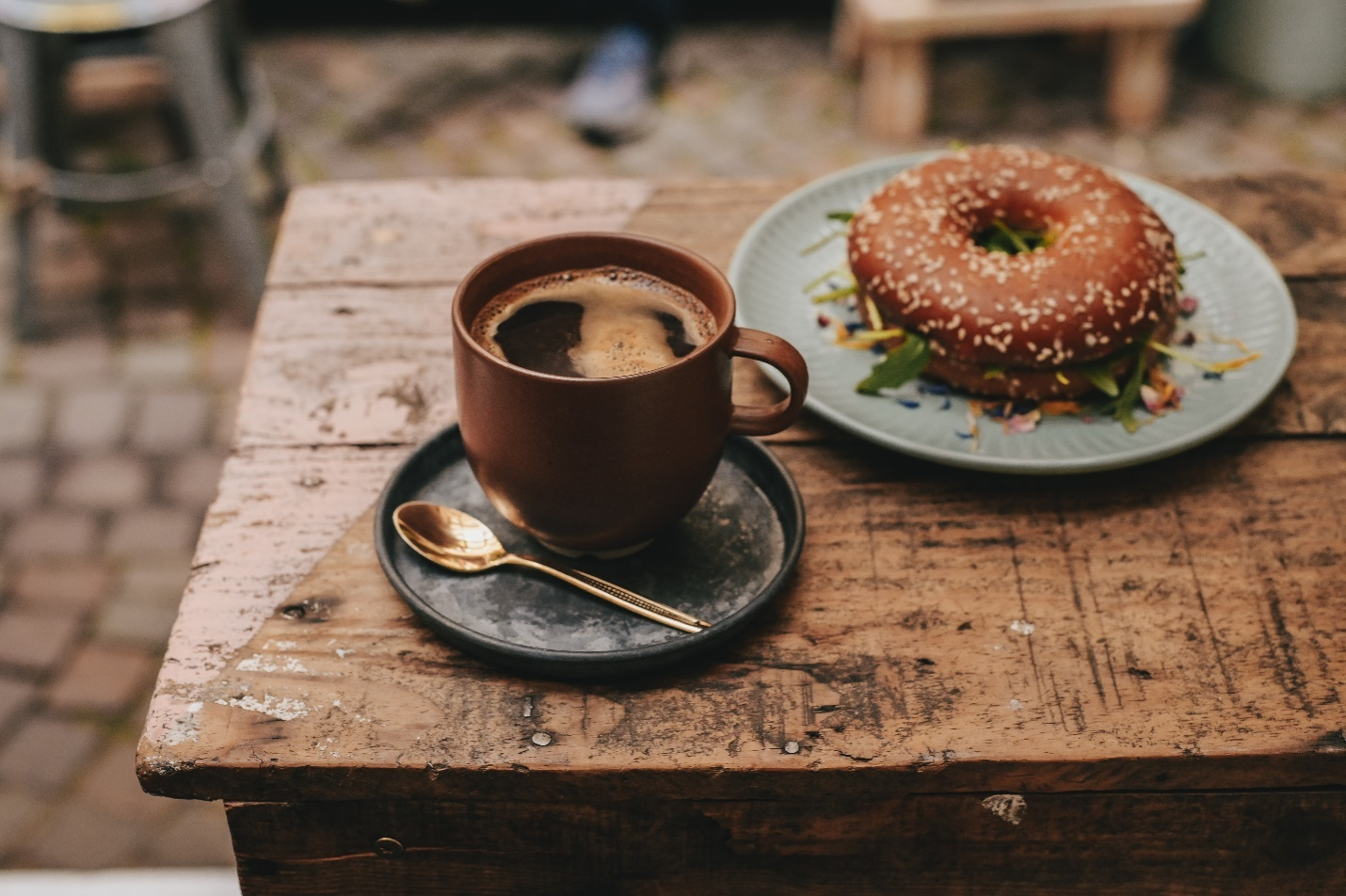 Black Coffee on a Wooden Table